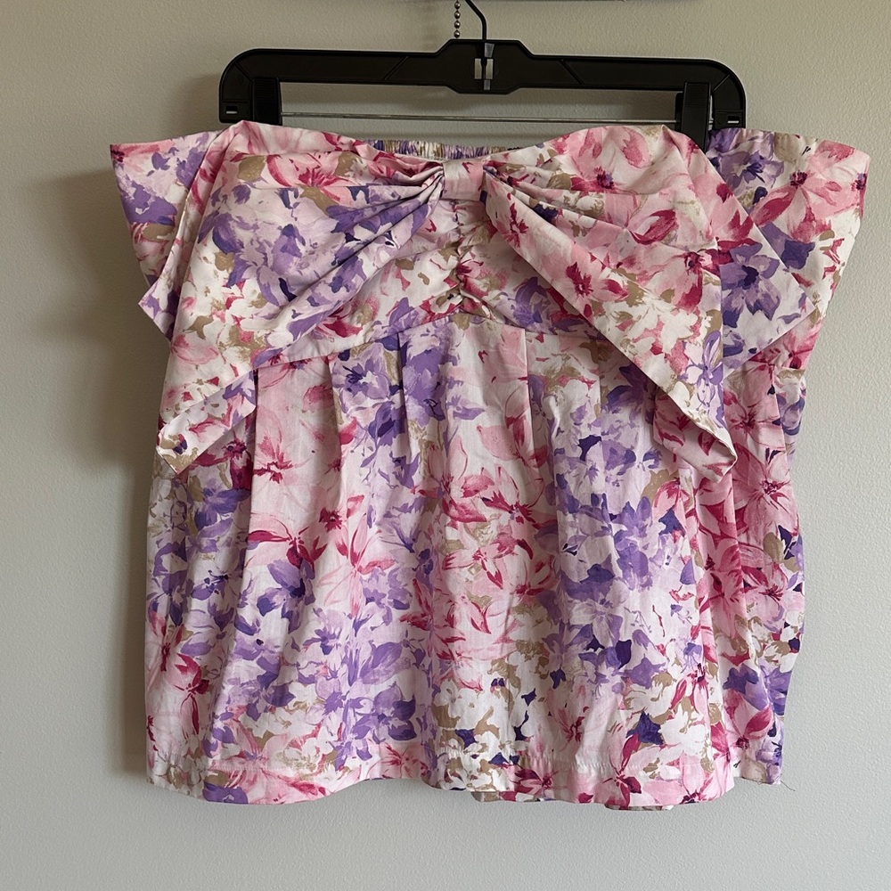 Express Floral Strapless Bow Top